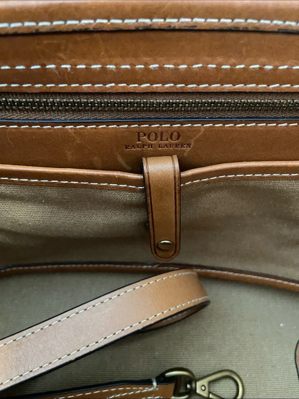 Polo by Ralph Lauren Yellow Canvas Tote with Brown Leather Handles